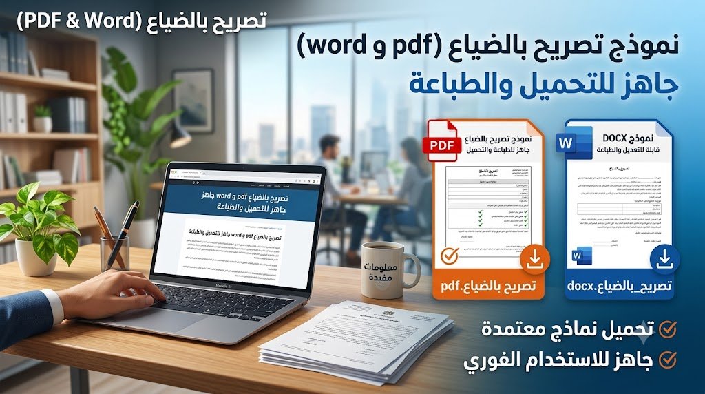 تصريح بالضياع جاهز للتحميل والطباعة