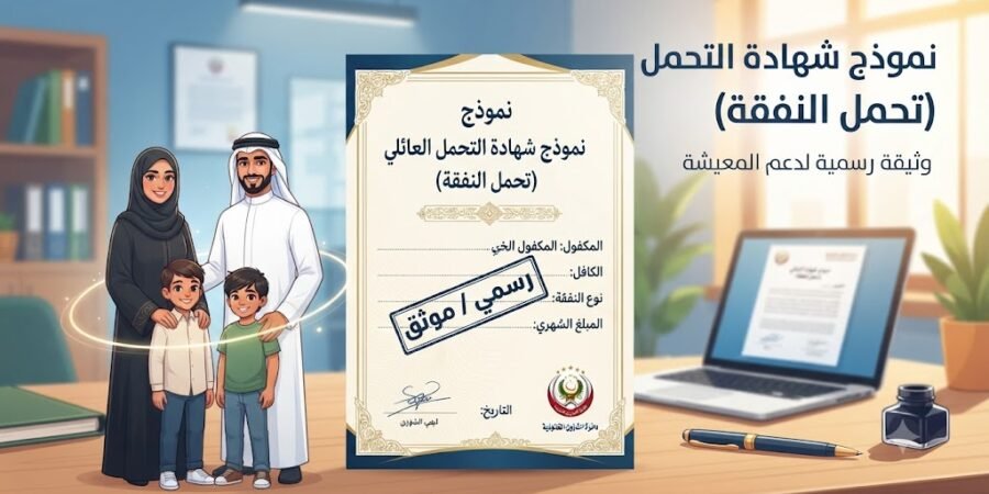 نموذج شهادة التحمل العائلي تحمل النفقة PDF و Word