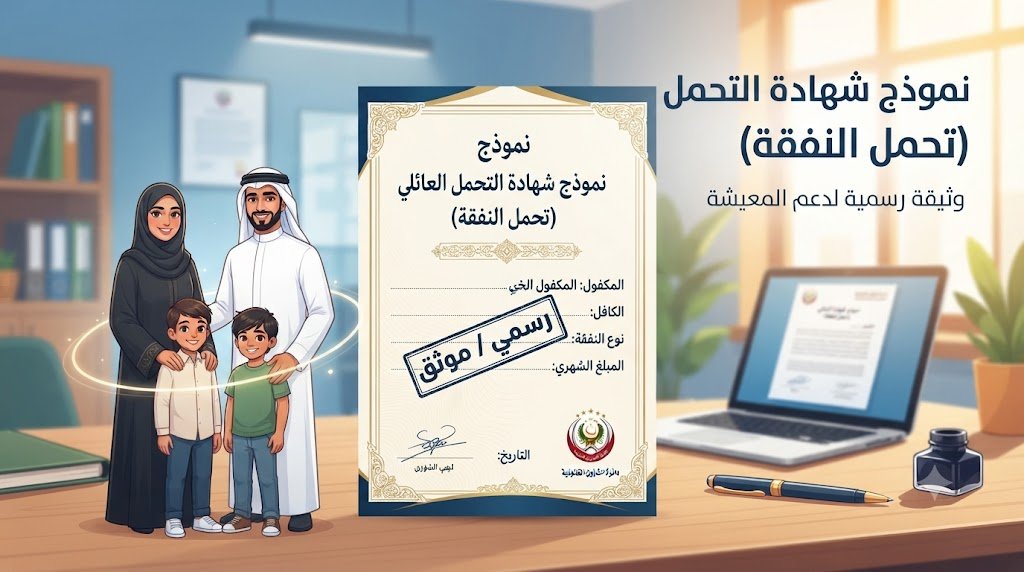 نموذج شهادة التحمل العائلي تحمل النفقة PDF و Word