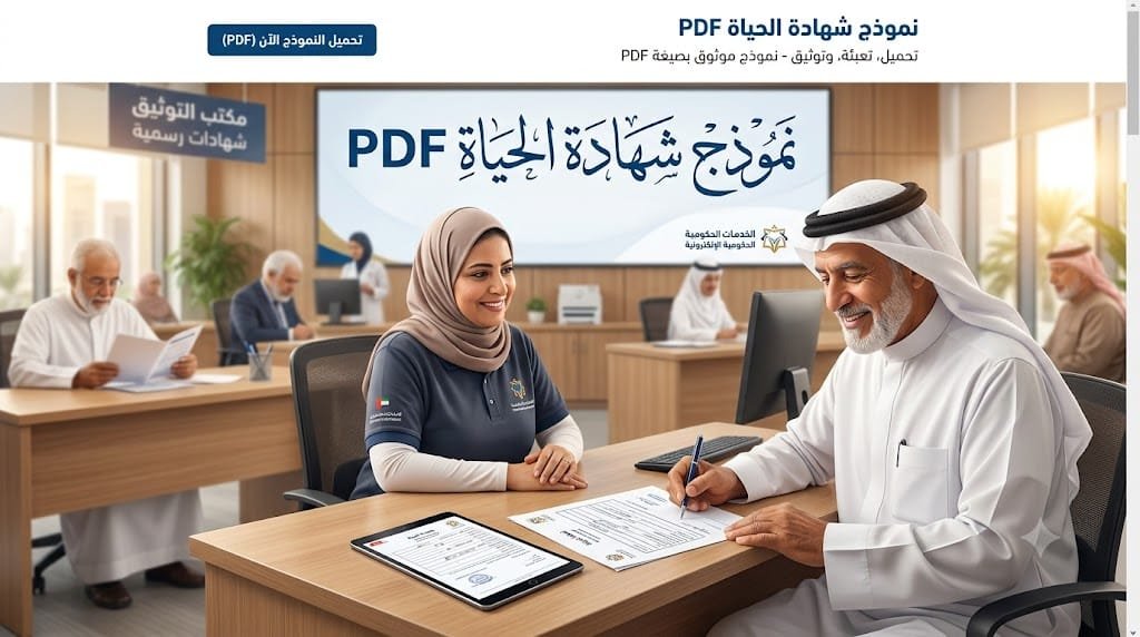 نموذج شهادة الحياة PDF قابلة للتحميل