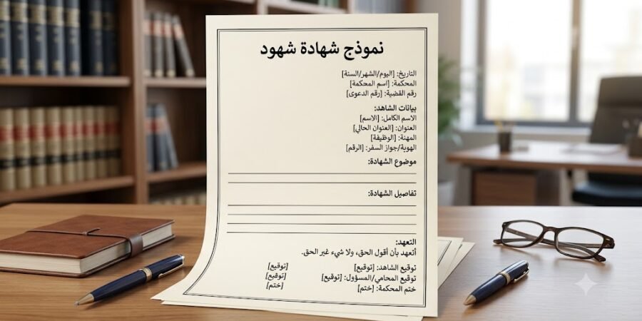 نموذج شهادة شهود PDF جاهز للتحميل