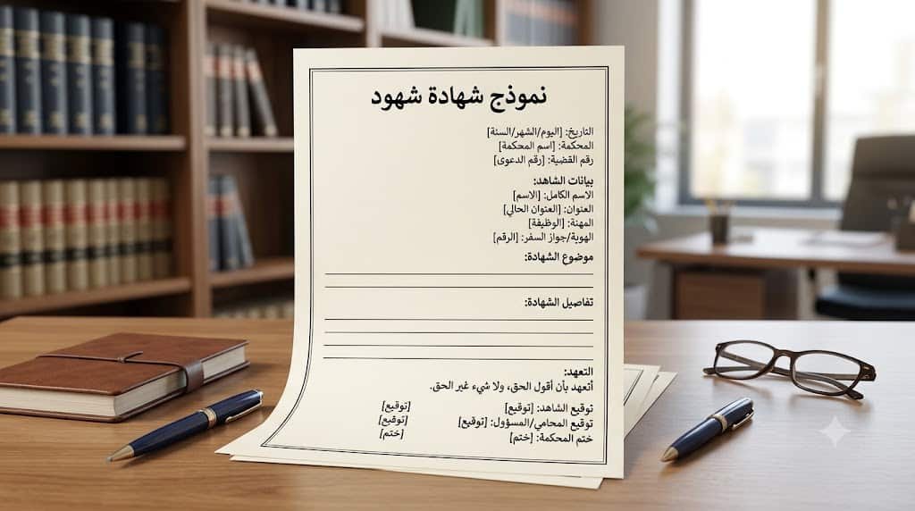 نموذج شهادة شهود PDF جاهز للتحميل