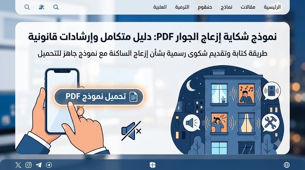 نموذج شكاية حول إزعاج الساكنة PDF جاهز للتحميل