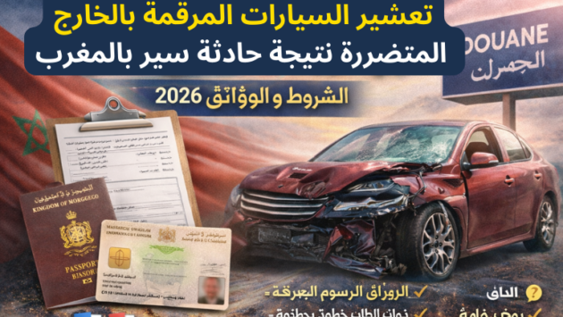 تعشير السيارات المرقمة بالخارج المتضررة نتيجة حادثة سير بالمغرب 2026