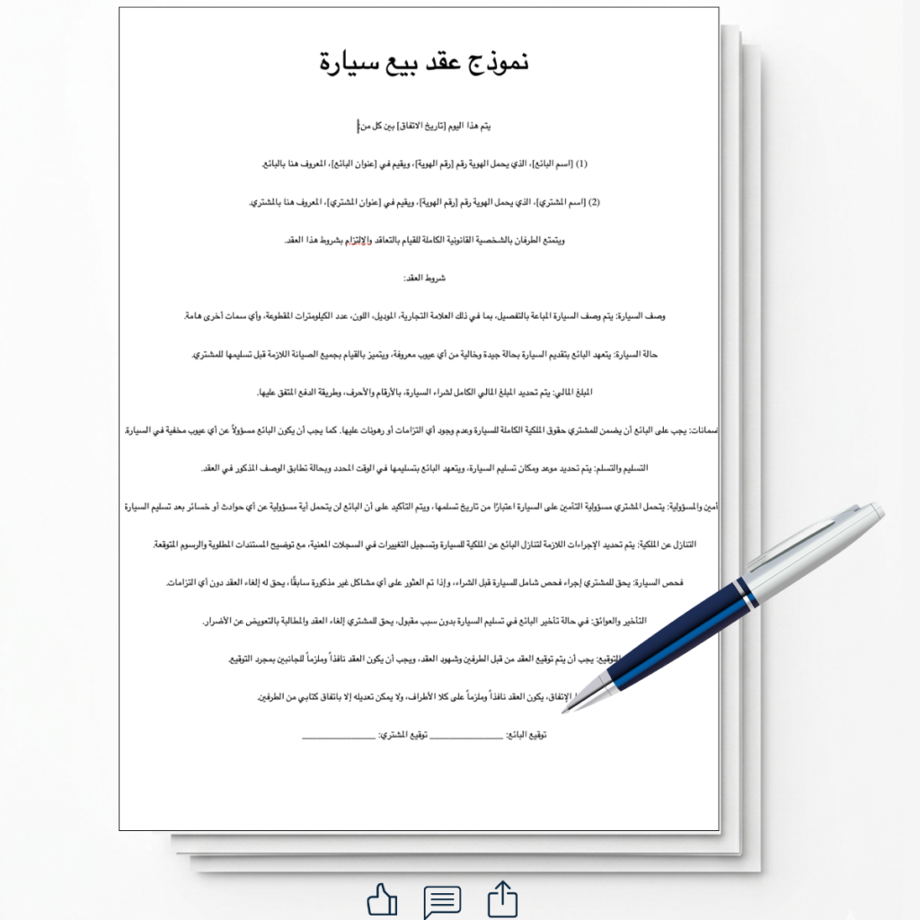 تحميل عقد بيع سيارة 