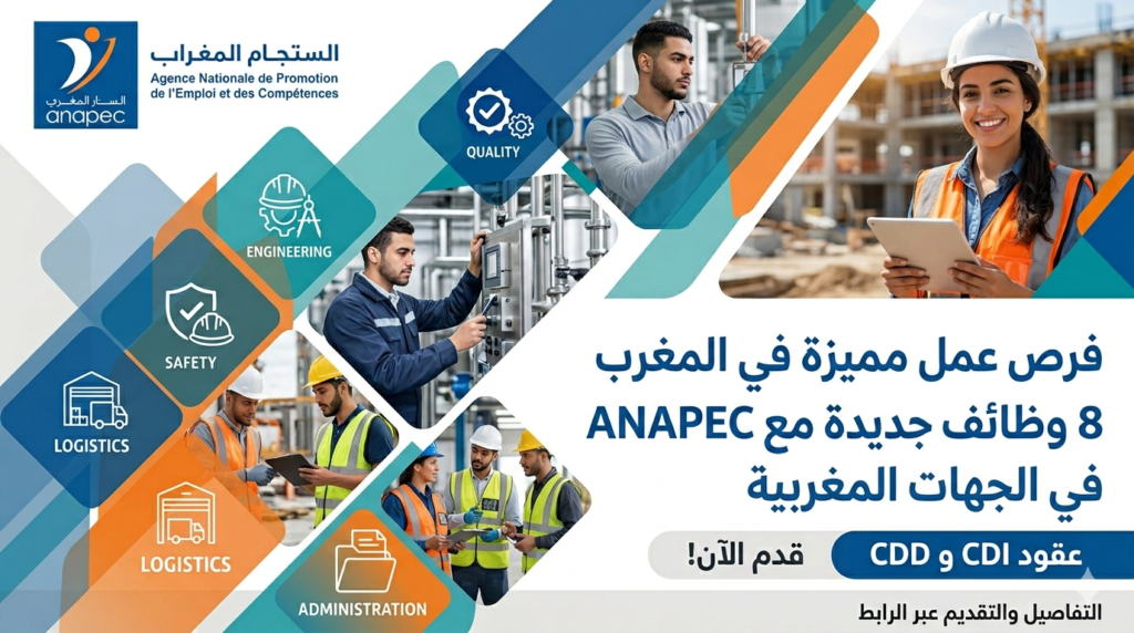 أنابيك (ANAPEC) تعلن عن 8 وظائف جديدة