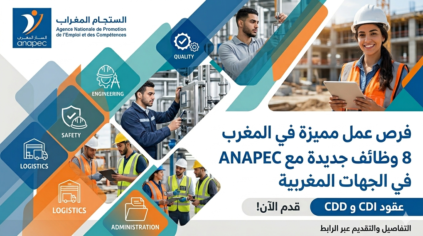 أنابيك (ANAPEC) تعلن عن 8 وظائف جديدة