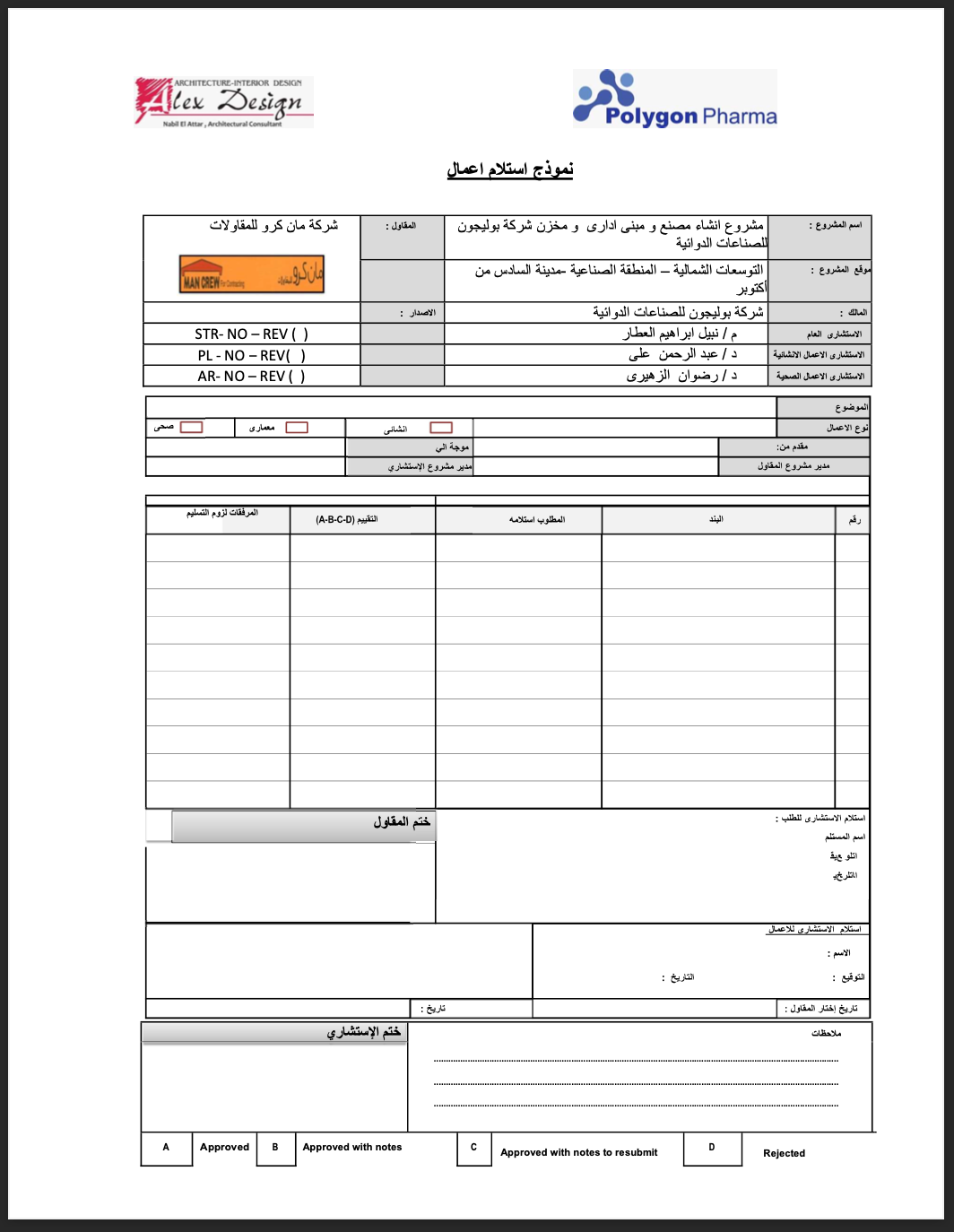 نموذج استلام اعمال هندسية: صيغة وخطوات الفحص الميداني PDF.