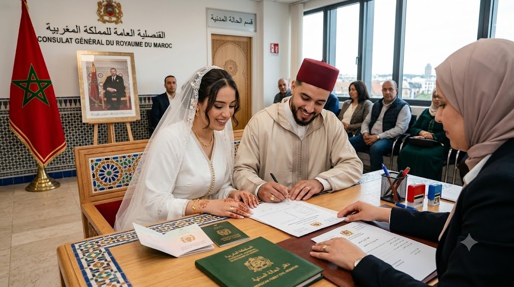 تسجيل عقد الزواج في القنصليات المغربية بالخارج