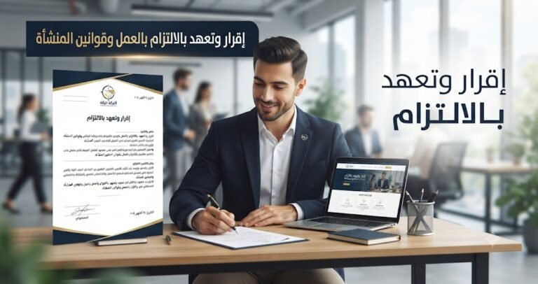 نموذج إقرار وتعهد بالالتزام بالعمل وقوانين المنشأة