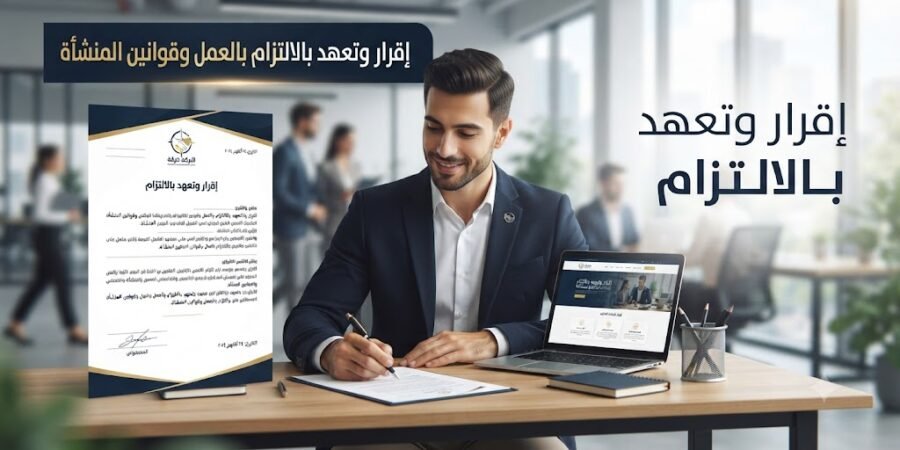 نموذج إقرار وتعهد بالالتزام بالعمل وقوانين المنشأة