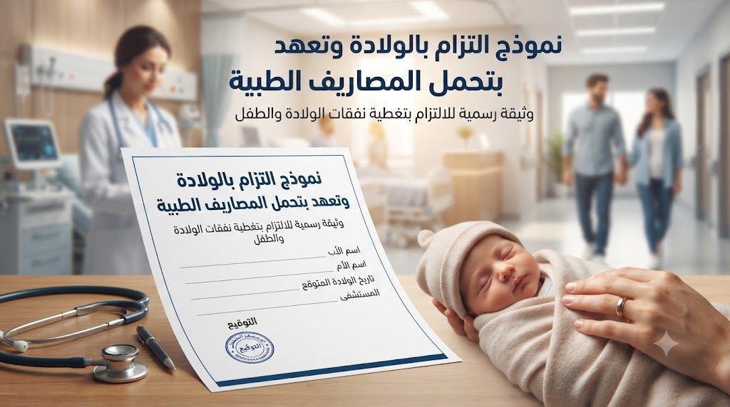 تحميل نموذج التزام بالولادة وتعهد بتحمل المصاريف الطبية والتبعات القانونية